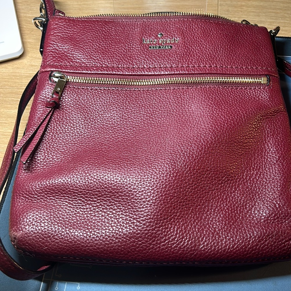 Kate Spade Maroon pebble leather Crossbody quick list as is